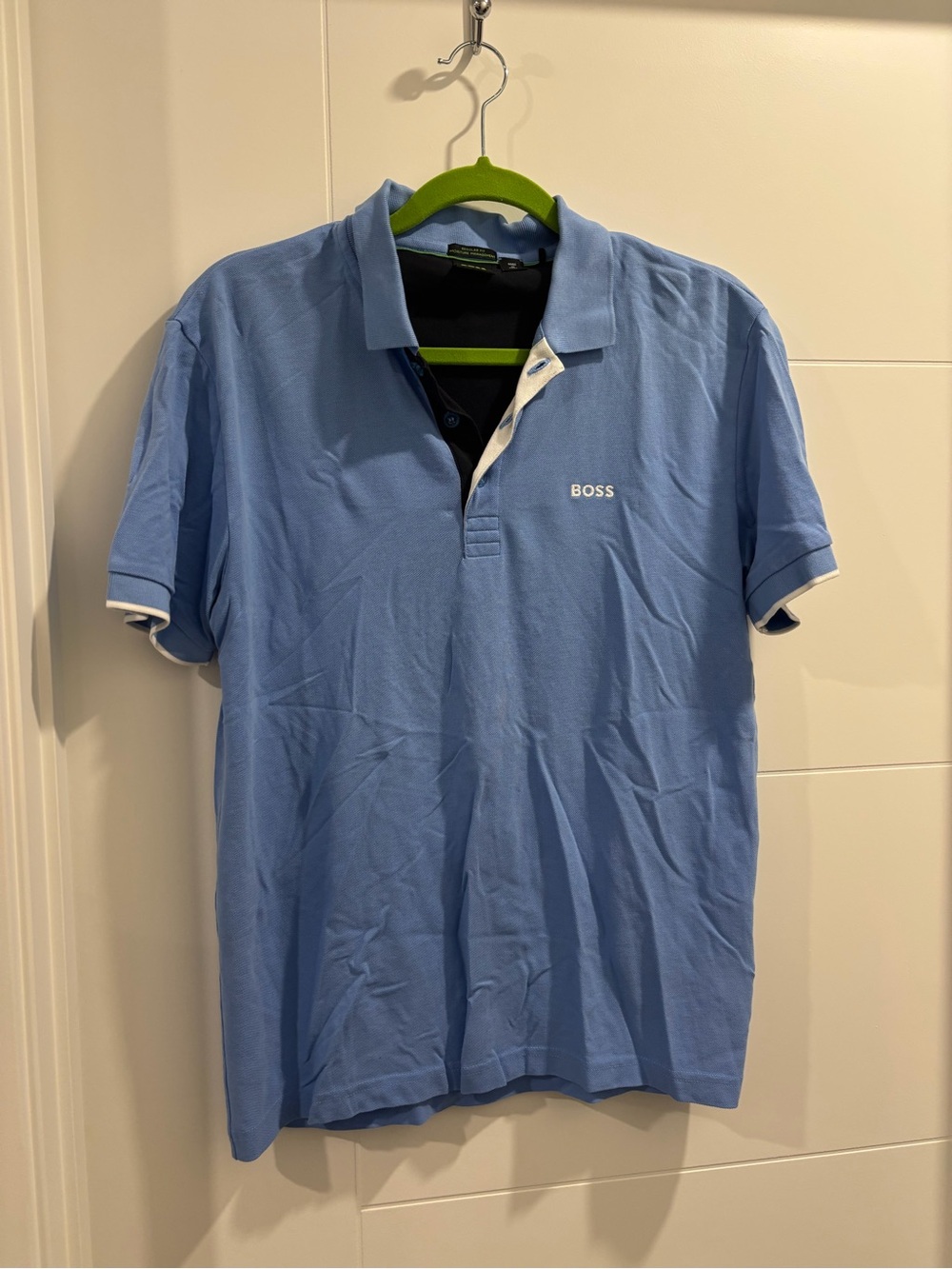 BOSS Men's Sky Blue Polo with Contrast Trim